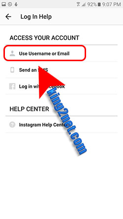 recover instagram Use Username Or Email